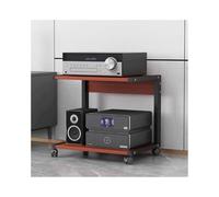 HTYUKFDG Meuble multimédia AV à 2 Niveaux, Meuble HiFi, Meuble stéréo, Tour Audio en Bois avec roulettes, étagère Audio-vidéo Moderne, Console de Jeux, étagère de Divertissement(Rot,50x40x50cm)