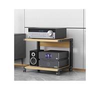 HTYUKFDG Meuble multimédia AV à 2 Niveaux, Meuble HiFi, Meuble stéréo, Tour Audio en Bois avec roulettes, étagère Audio-vidéo Moderne, Console de Jeux, étagère de Divertissement(Natural,50x40x45cm)