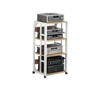 HTYUKFDG Meuble multimédia AV à 3/4/5 Niveaux avec roulettes, Meuble HiFi avec étagères réglables, Lecteur CD Moderne, Support for Composants stéréo, for Home cinéma, Bureau(Wit,89cm)