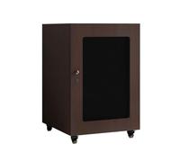 HTYUKFDG Meuble multimédia avec Porte en Maille Respirante et Serrure de sécurité Meuble stéréo avec Gestion des câbles et roulettes Support for Tourne-Disque for la Maison(Walnut,3 Tier)