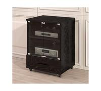 HTYUKFDG Meuble multimédia avec Porte en Verre trempé et Gestion des câbles Meuble stéréo Moderne avec étagères réglables Support for Tourne-Disque for la Maison(Svart,2 Tier)