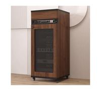 HTYUKFDG Meuble stéréo Moderne for Rangement Audio et vidéo avec tiroir en Bois Massif et Barre en U for Lecteur de disques, Console, amplificateur et équipement(Walnut,126cm)
