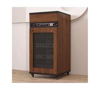 HTYUKFDG Meuble stéréo Moderne for Rangement Audio et vidéo avec tiroir en Bois Massif et Barre en U for Lecteur de disques, Console, amplificateur et équipement(Walnut,108cm)