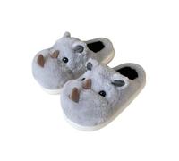 HTYUKFDG Pantoufles de rhinocéros de Dessin animé 3D, Pantoufles en Peluche d'animaux Mignons, moelleuses à Enfiler, Chaussures de Chambre à Coucher, Pantoufles de Maison Confortables