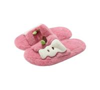 HTYUKFDG Pantoufles mignonnes en forme de fruits pour femme en polaire douce pour l'hiver - Chaudes et tendance - Antidérapantes - Chaussures d'intérieur pour femme, rose rouge, 37 1/3 EU