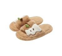 HTYUKFDG Pantoufles mignonnes en forme de fruits pour femme en polaire douce pour l'hiver - Chaudes et tendance - Antidérapantes - Chaussures d'intérieur pour femme, kaki, 37 1/3 EU
