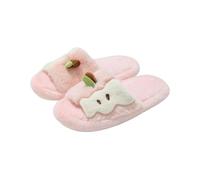 HTYUKFDG Pantoufles mignonnes en forme de fruits pour femme en polaire douce pour l'hiver - Chaudes et tendance - Antidérapantes - Chaussures d'intérieur pour femme, rose, 37 1/3 EU