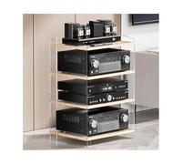 HTYUKFDG Support Audio en Acrylique, Meuble multimédia HiFi AV avec étagères réglables, Console de Tourne-Disque Moderne, étagère audiovisuelle, Meuble stéréo for la Maison(Natural,4 Tier)