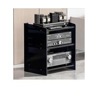 HTYUKFDG Support Audio en Acrylique, Meuble multimédia HiFi AV avec étagères réglables, Console de Tourne-Disque Moderne, étagère audiovisuelle, Meuble stéréo for la Maison(Dark,3 Tier)