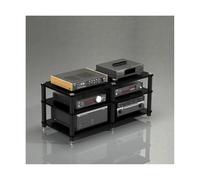 HTYUKFDG Support Audio et vidéo Moderne, Meuble Audio-vidéo, Support for Composants stéréo, Support HiFi, Console de Jeu en Bois, étagère for Lecteur CD et Tourne-Disque(Svart,3 Tier)