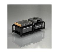 HTYUKFDG Support Audio et vidéo Moderne, Meuble Audio-vidéo, Support for Composants stéréo, Support HiFi, Console de Jeu en Bois, étagère for Lecteur CD et Tourne-Disque(Svart,2 Tier)