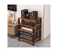 HTYUKFDG Support de Lecteur de CD avec Pieds amortisseurs Récepteur stéréo Meuble d'affichage d'équipement audiovisuel Support multimédia audiovisuel en Bois for cinéma Maison Bureau(Brown,4 Tier)
