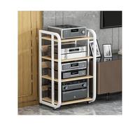 HTYUKFDG Support de Tourne-Disque à roulettes, étagère Audio-vidéo réglable, Support multimédia AV Moderne, Meuble de Divertissement stéréo for Consoles de Jeux(Wit,4 Tier)