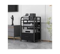 HTYUKFDG Support multimédia AV à 2/3/4 Niveaux avec tiroir, Support HiFi, Tour de Rack Audio avec étagères réglables, étagère en Bois for Console de Jeux vidéo for Tourne-Disque(Svart,79cm)