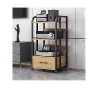 HTYUKFDG Support multimédia AV à 2/3/4 Niveaux avec tiroir, Support HiFi, Tour de Rack Audio avec étagères réglables, étagère en Bois for Console de Jeux vidéo for Tourne-Disque(Natural,100cm/3 Tier)