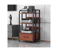 HTYUKFDG Support multimédia AV à 2/3/4 Niveaux avec tiroir, Support HiFi, Tour de Rack Audio avec étagères réglables, étagère en Bois for Console de Jeux vidéo for Tourne-Disque(Rot,100cm/3 Tier)