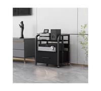 HTYUKFDG Support multimédia AV à 2/3/4 Niveaux avec tiroir, Support HiFi, Tour de Rack Audio avec étagères réglables, étagère en Bois for Console de Jeux vidéo for Tourne-Disque(Svart,58.5cm)