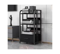 HTYUKFDG Support multimédia AV à 2/3/4 Niveaux avec tiroir, Support HiFi, Tour de Rack Audio avec étagères réglables, étagère en Bois for Console de Jeux vidéo for Tourne-Disque(Svart,100cm/3 Tier)