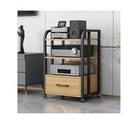 HTYUKFDG Support multimédia AV à 2/3/4 Niveaux avec tiroir, Support HiFi, Tour de Rack Audio avec étagères réglables, étagère en Bois for Console de Jeux vidéo for Tourne-Disque(Natural,79cm)