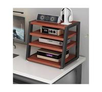 HTYUKFDG Support multimédia AV à 2/3/4 Niveaux, Support de Divertissement for Composants AV de Bureau, Support Audio trapézoïdal HiFi, Tour, Armoire stéréo en Bois for la Maison(Brown,40x35x48cm)