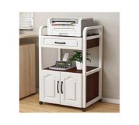 HTYUKFDG Support multimédia AV à 2 niveaux avec tiroir et porte, support Hi-Fi, armoire à composants stéréo en bois, étagère console de jeux vidéo moderne, pour le bureau à domicile (Bruin)