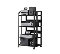 HTYUKFDG Support multimédia AV à roulettes à 2/3/4/5 Niveaux, Meuble de Rangement Moderne for Composants HiFi, Tour de Rangement Audio Mobile for Home cinéma, Bureau(100cm(4 Tier))