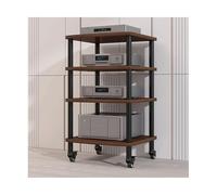 HTYUKFDG Support multimédia AV à roulettes, Meuble stéréo Moderne, étagère for Console de réception, Support for Composants Audio en Bois, Support HiFi for Salon, Salle d'enregistrement(Wit,4 Tier)