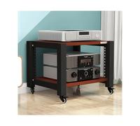 HTYUKFDG Support multimédia AV avec roulettes, Support HiFi, étagères de Rangement multimédia réglables, Support Audio en Bois, Meuble stéréo for Lecteur CD, Console de Jeux vidéo(Brown,2 Tier)