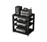 HTYUKFDG Support multimédia AV de Bureau, Armoire stéréo Ouverte, Support Audio à 2/3/4 Niveaux, Support Tour, Support de Rangement for amplificateur de Casque HiFi Portable(Svart,40x35x48cm)