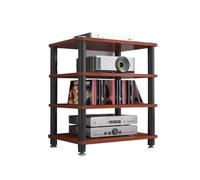 HTYUKFDG Support multimédia AV moderne en bois pour tourne-disque - Armoire stéréo - Étagère audiovisuelle - Tour audio pour salle d'enregistrement de jeux (rotatif, 4 niveaux)