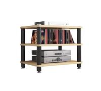 HTYUKFDG Support multimédia AV, Support d'affichage HiFi Multicouche, Tour Audio en Bois avec Tube en Acier, étagère de Rangement stéréo Ouverte for Console de Jeu(Natural,3 Tier)