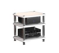 HTYUKFDG Support multimédia AV, Support HiFi, Tour Audio, Lecteur CD en Bois, Meuble d'angle Compatible with Console de Jeux, étagère Compatible with la Maison(Wit,3 Tier)