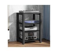 HTYUKFDG Support stéréo HiFi, Tour Audio avec étagères réglables, Support multimédia en Bois for Composants AV, étagère d'angle, Lecteur CD DVD, vitrine for cinéma(Svart,4 Tier)