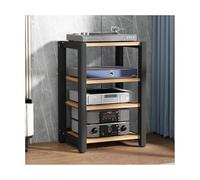 HTYUKFDG Support stéréo HiFi, Tour Audio avec étagères réglables, Support multimédia en Bois for Composants AV, étagère d'angle, Lecteur CD DVD, vitrine for cinéma(Natural,4 Tier)