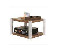 HTYUKFDG Wooden AV Media Stand with Aluminum Alloy Frame Corner Game Console Stereo Stand Audio Tower Rack with Adjustable Shelves for TV(Walnut,2 Tier)