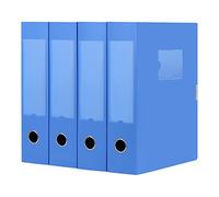 HUA JIE Lot de 4 boîtes d'archives en plastique A4 avec couvercle pour le bureau, 78 x 19 x 23,5 cm, bleu