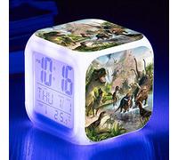 HUA5D Dinosaure Reveil Numerique,Reveil Lumineux Enfant Garçon Fille,Mignonne Voyage Réveil,Kids Wake Up Light Digital Alarm Clock,7 Couleurs Changeantes Veilleuse Horloge(A1569)