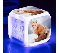 HUA5D Renard Reveil Numerique,Reveil Lumineux Enfant Garçon Fille,Mignonne Voyage Réveil,Kids Wake Up Light Digital Alarm Clock,7 Couleurs Changeantes Veilleuse Horloge(A1682)