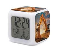 HUA5D Reveil Enfant Numérique,Thème Pelle Veilleuse À 7 Couleurs Changeantes Wake Up Light,Réveil De Chevet Garçon Fille,avec Date Calendrier Température,A23