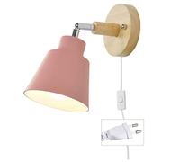 HUA5D Rose Applique Murale Avec Prise Electrique Et Interrupteur Moderne por Chambre Salon,E27 Applique Murale Vintage Retro Spots Muraux,Lampe De Lecture De Chevet,Rotation À 350 Degrés