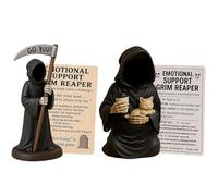HUAANYA Figurine Grim Reapers, statue de soutien émotionnel, statue gothique peinte, figurine de mort en résine avec chats qui font la sieste, décoration gothique pour étagère de bureau, décorations