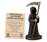 HUAANYA Figurine Grim Reapers, statue de soutien émotionnel, statue gothique peinte, figurine de mort en résine avec chats qui font la sieste, décoration gothique pour étagère de bureau, décorations