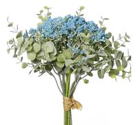 huaao Bouquet Fleurs Artificielles Faux Bébés Souffle, Gypsophile Réaliste avec Feuilles D'eucalyptus Arrangements Banquet Floraux Décoration Mariage Maison Garden Fête Bureau Hôtel, Bleu