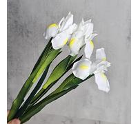 huaao Lot de 3 Fleurs Iris Artificielles Longues Tiges Artificielles, Décoration pour Bouquet de Mariage Fête Maison avec Cuisine, Décoration de Table, Blanche