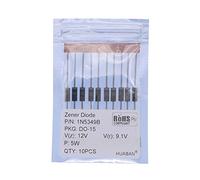 HUABAN 10 pièces 1N5349B 1N5349 Diode Zener de puissance 5W 12V T-18 (CASE17-02) diodes axiales 5 Watt 12 volts