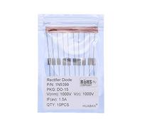 HUABAN 10 pièces 1N5399 Diode de redressement 1.5A 1000V DO-15 (DO-204AC) Axial 5399 1.5 Amp 1000 Volt
