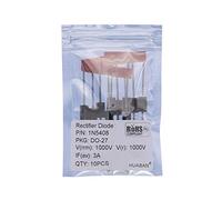 HUABAN 10 pièces 1N5408 Diode de redressement 3A 1000V DO-201AD (DO-27) Axial 5408 3 Amp 1000 Volt