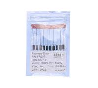 HUABAN 10 pièces FR207 Diode de redressement à récupération rapide 2A 1000V 150-500ns DO-15 (DO-204AC) axial 2 ampères 1000 volts