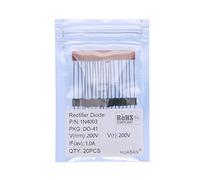 HUABAN 20 pièces 1N4003 Diode de redressement 1A 200V DO-41 (DO-204AL) Axial 4003 1 Amp 200 Volt