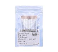 HUABAN 20 pièces 1N5819 Diodes de redressement de barrière Schottky 1A 40V DO-41 (DO-204AL) Axial 5819 1 Amp 40 Volt